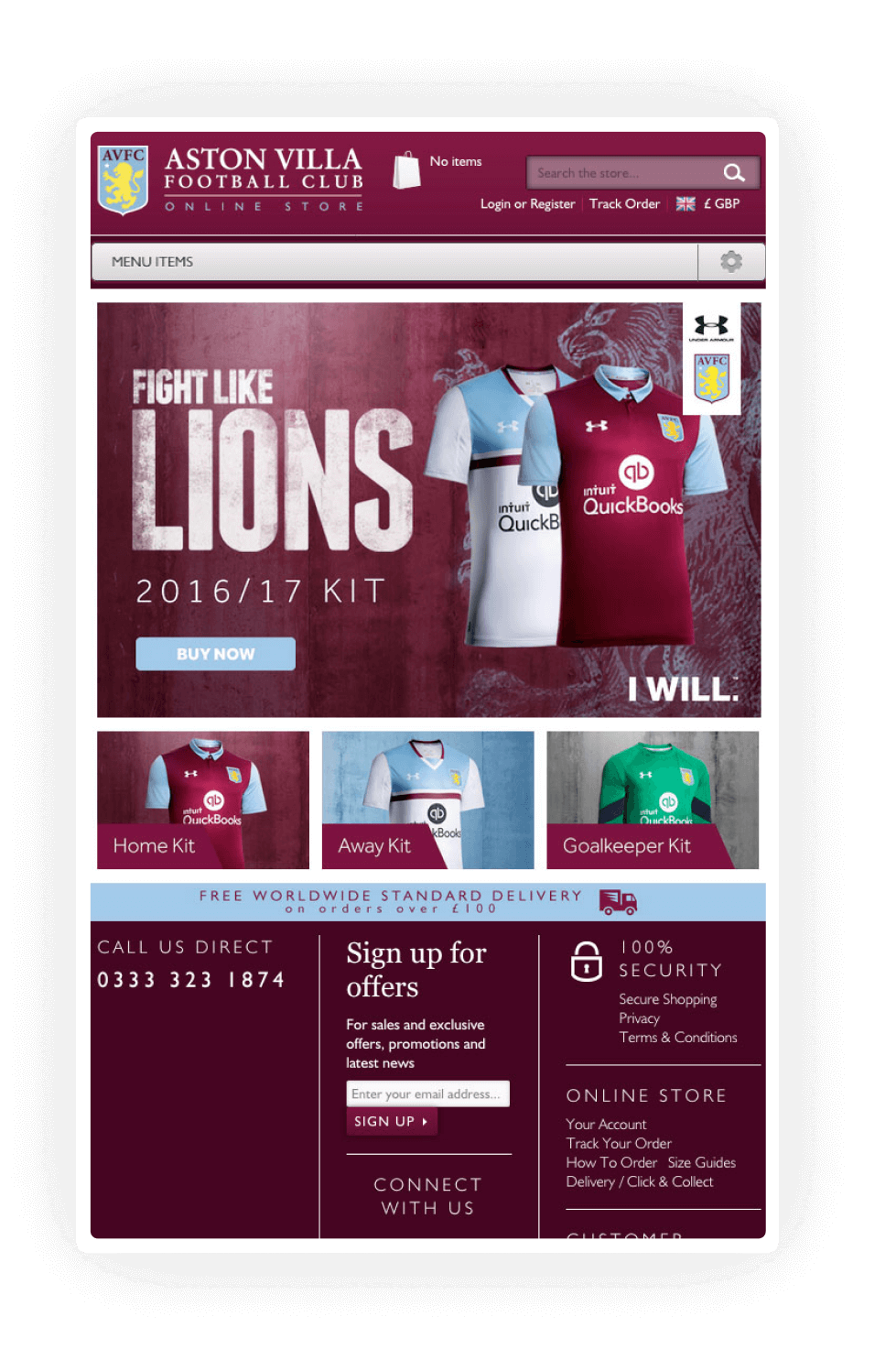 Aston Villa Tablet visual